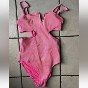 aerie hot pink cut out one piece size s